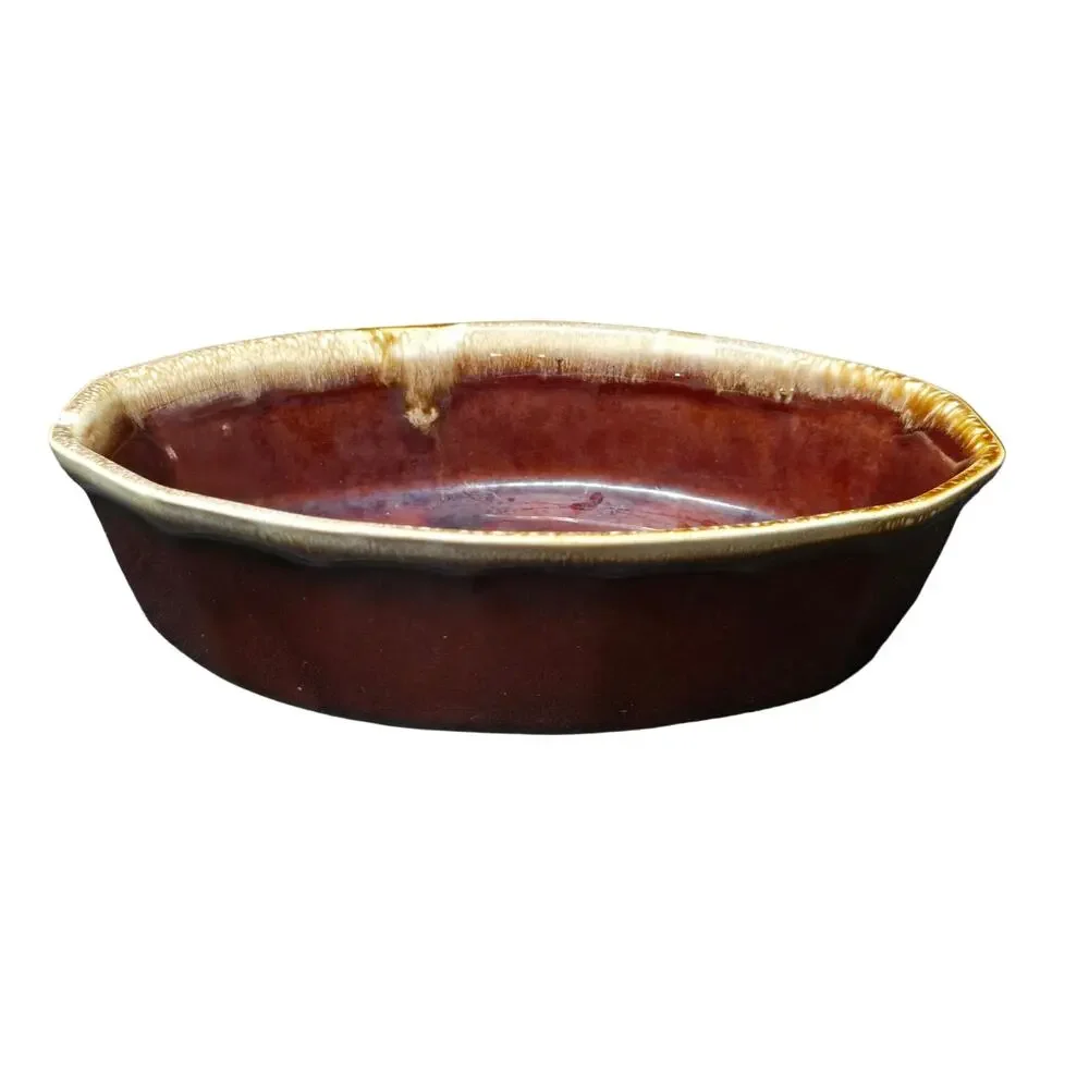 McCoy Pottery Oven Proof Brown Drip Oval Appetizer Veggie Serving Bowl 7071 USA